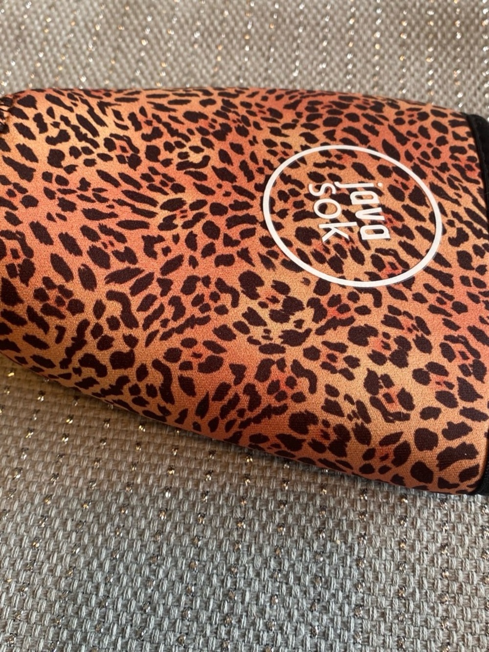 Leopard Print Beverage Pouch in Orange and Black